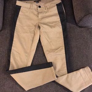 Tan skinny jeans with black detail
